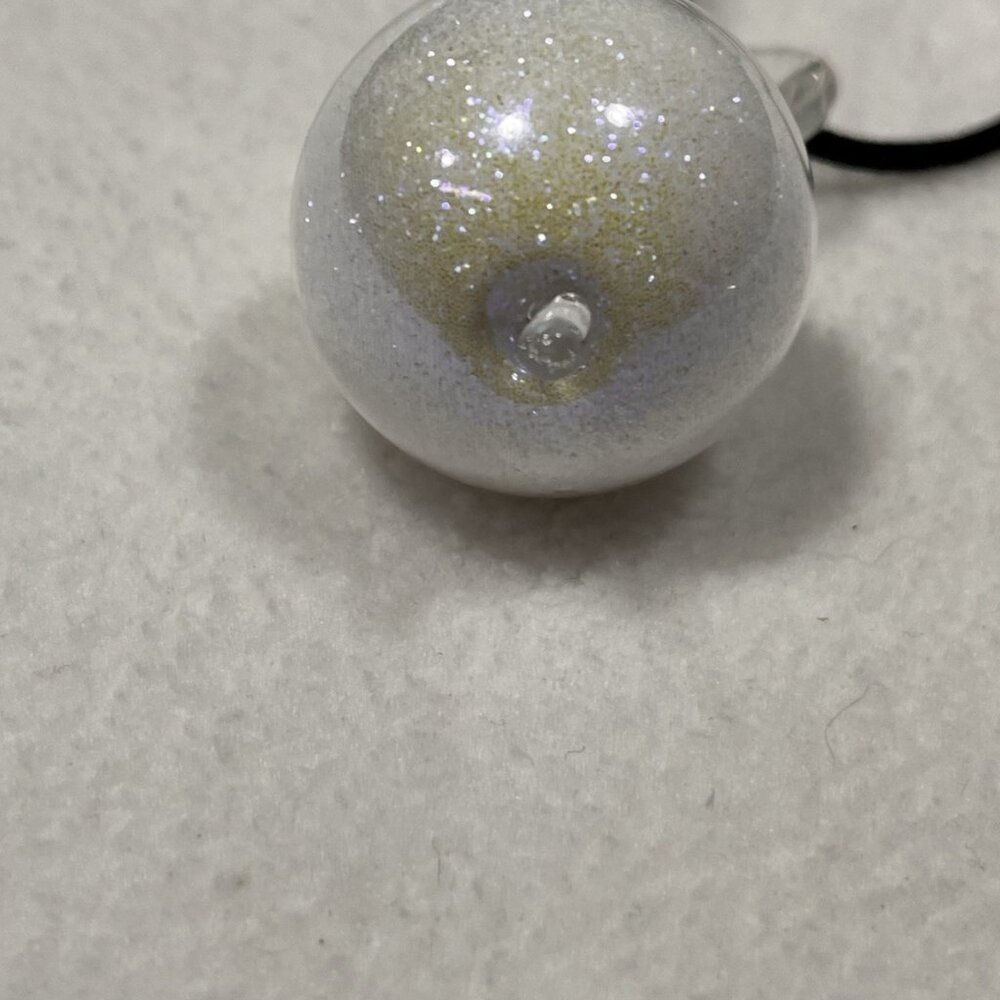 Glass Vial Necklace with Cork Stopper Iridescent Glitter Orb on Black Cord - Picture 3 of 9